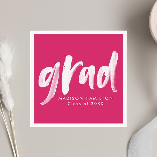 Modern Pinselschrift Hot Pink Abschluss Serviette