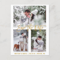Modern Pinselschrift Save the Date 3 Foto Gold