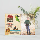 Modern Pirate Birthday Einladung mit Foto (Stehend Vorderseite)