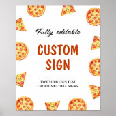 Modern Pizza Birthday Party Custom Sign Poster (Vorne)