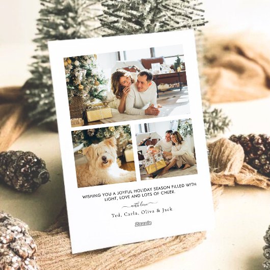 Modern Plaid 4 Photo Christmas Feiertagskarte