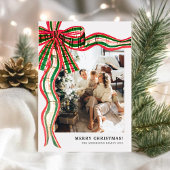 Modern Plaid 4 Photo Christmas Feiertagskarte