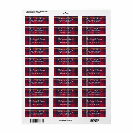 Modern Plaid Christmas Holiday Card Return Address (Vorne)