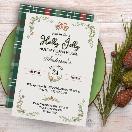 Modern Plaid Christmas Party Invitation Einladung