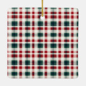 Modern Plaid Rustic Monogram Photo Christmas Keramikornament (Rückseite)