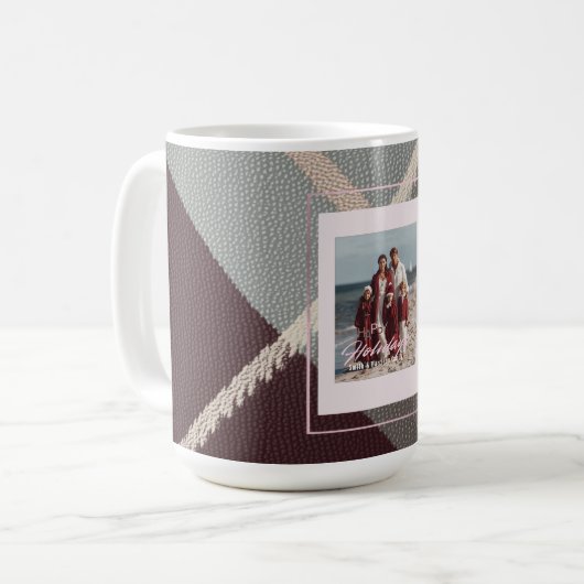 Modern Plaid Rustic Photo Christmas coffee mug Kaffeetasse (Vorderseite Links)