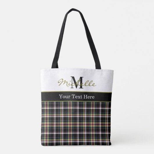 Modern Plaid Tartan Pattern Olive Green Tasche (Rückseite)