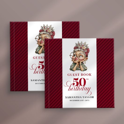 Modern playful 50th birthday woman guest book gästebuch