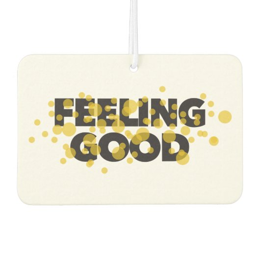 Modern, playful, cheerful design of Feeling Good Autolufterfrischer (Vorderseite)