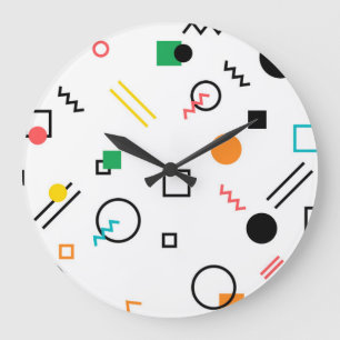 Modern, playful, cool, trendy, Memphis geometric Große Wanduhr