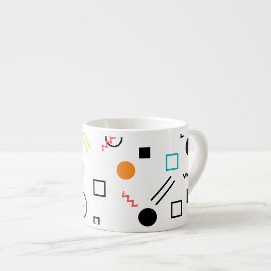 Modern, playful, cool, trendy, Memphis geometrisch Espressotasse (Vorderseite Rechts)