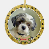 Modern Playful Simple Photo Dog - Paw Print Design Keramik Ornament (Vorne)