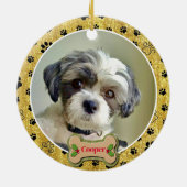 Modern Playful Simple Photo Dog - Paw Print Design Keramik Ornament (Hinten)