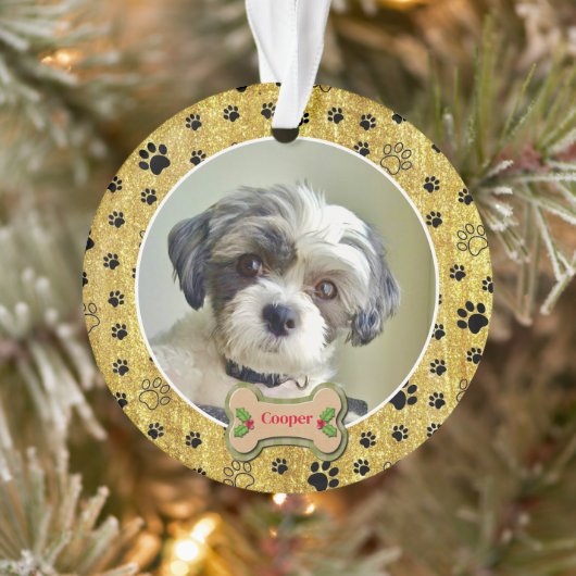 Modern Playful Simple Photo Dog - Paw Print Design Ornament (Baum)