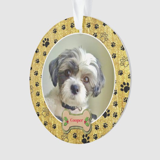 Modern Playful Simple Photo Dog - Paw Print Design Ornament (Vorderseite)