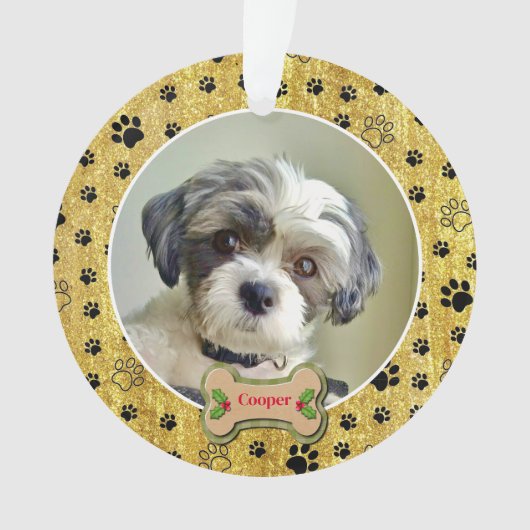Modern Playful Simple Photo Dog - Paw Print Design Ornament (Vorderseite)