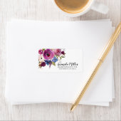 Modern Plum Blue Floral Return Address Label Adressaufkleber (Insitu)