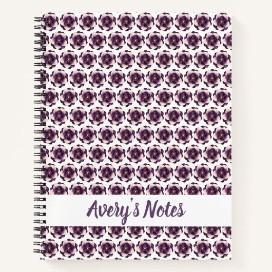 Modern Plum floral Name Notizblock (Vorderseite)