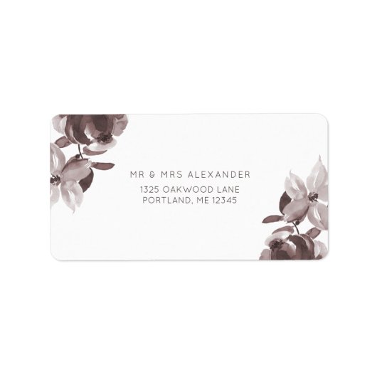 Modern Plum Floral Wedding Return Label Adressaufkleber (Vorne)