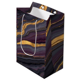 Modern Plum Metallic Agate Marble Abstract Art Mittlere Geschenktüte
