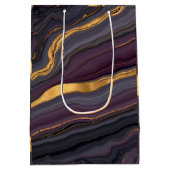 Modern Plum Metallic Agate Marble Abstract Art Mittlere Geschenktüte (Rückseite)