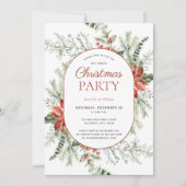 Modern Poinsettia Berry Greenery Weihnachtsfest Pa Einladung (Vorderseite)