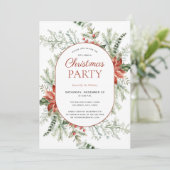 Modern Poinsettia Berry Greenery Weihnachtsfest Pa Einladung (Stehend Vorderseite)