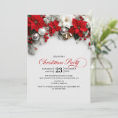 Modern Poinsettia Christmas Party Einladung (Stehend Vorderseite)
