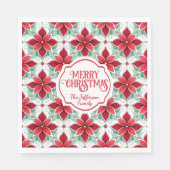 Modern Poinsettia pattern christmas white bg Serviette (Vorderseite)