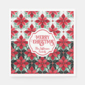 Modern Poinsettia pattern christmas white black bg Serviette (Vorderseite)