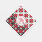 Modern Poinsettia pattern christmas white black bg Serviette (Ecke)
