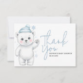 Modern Polar Bear Winter Baby Boy Shower Dankeskarte (Vorderseite)