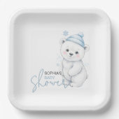 Modern Polar Bear Winter Baby Shower Pappteller (Vorderseite)