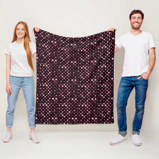 Modern Polka Dot 01.Pink Black BG Fleecedecke (Beispiel)