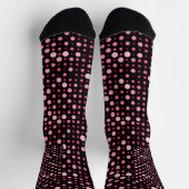 Modern Polka Dot 01.Pink Black BG Socken (Oben)