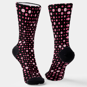 Modern Polka Dot 01.Pink Black BG Socken