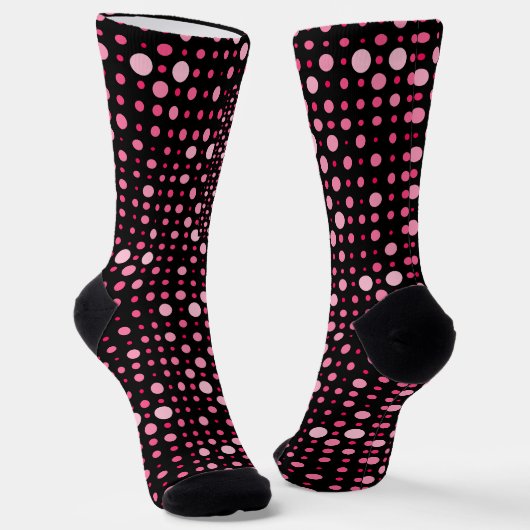 Modern Polka Dot 01.Pink Black BG Socken (Gewinkelt)