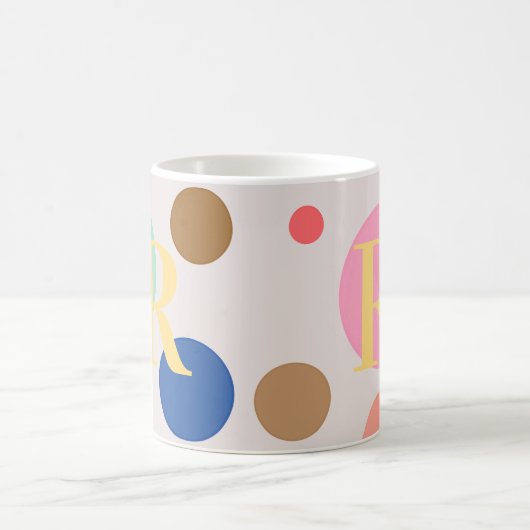 Modern Polka Dot Monogram Kaffeetasse (Mittel)