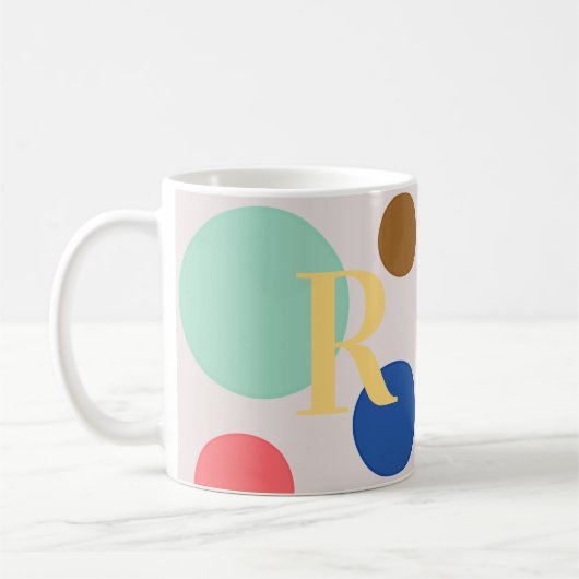 Modern Polka Dot Monogram Kaffeetasse (Links)