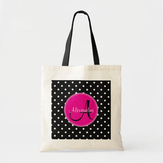 Modern Polka dot monogramm initial name pattern Tragetasche (Vorne)