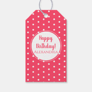 Modern Polka Dots Happy Birthday Geschenkanhänger