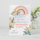 Modern Pompas Grass Retro Rainbow Boho Birthday Einladung (Stehend Vorderseite)