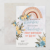 Modern Pompas Grass Retro Rainbow Boho Birthday Einladung (Vorne/Hinten)