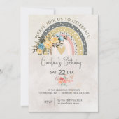 Modern Pompas Grass Retro Rainbow Boho Birthday Einladung (Vorderseite)