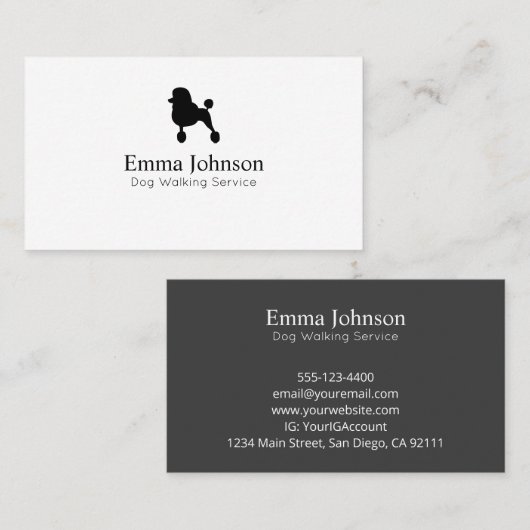 Modern Poodle Logohundwanderung Visitenkarte (Vorne/Hinten)