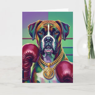 Modern Pop Art Boxer Dog Boxing Athlete Dankeskarte