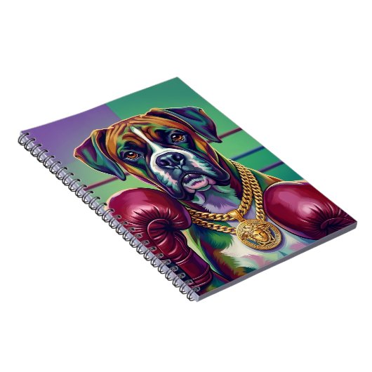 Modern Pop Art Boxer Dog Boxing Athlete Notizblock (Rechte Seite)