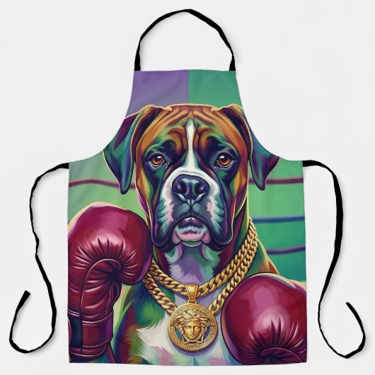 Modern Pop Art Boxer Dog Boxing Athlete Schürze (Vorderseite)