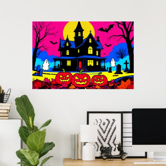 Modern Pop Art Halloween Graveyard Poster (Heimbüro)