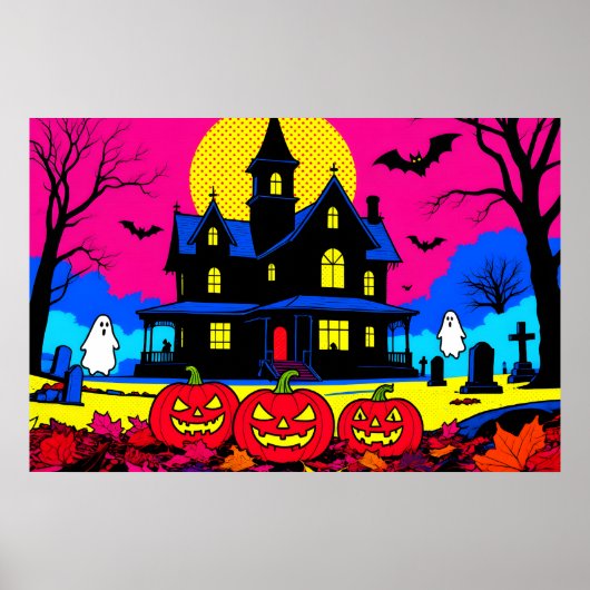 Modern Pop Art Halloween Graveyard Poster (Vorne)